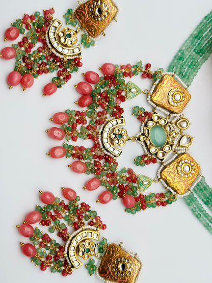 Bollywood Style Meenakari Kundan Necklace Set | Simzdesignz | High Quality |