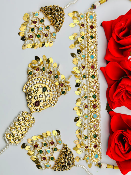 Single Layered Peepal-Patti Thappa Kundan Necklace | Simzdesignzz |