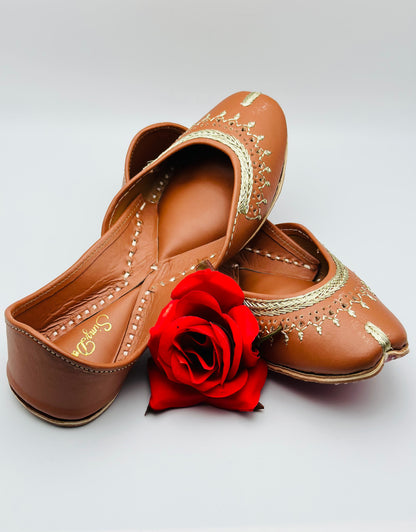 Brown Genuine Leather Punjabi Jutti | Handmade | Simzdesignzz |