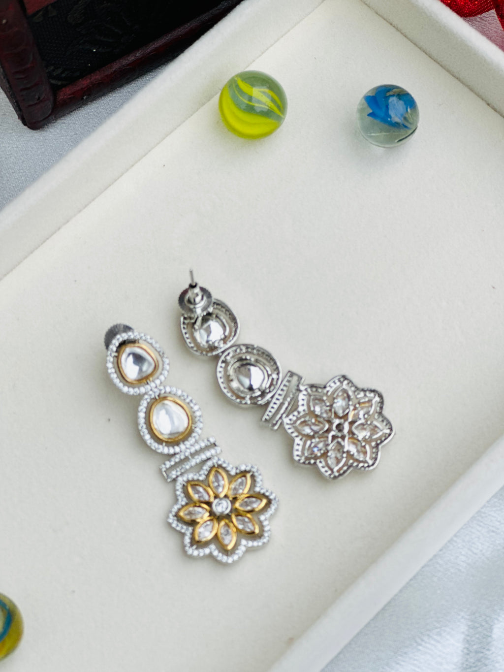 Silver American Diamond Earrings | Simzdesignzz |