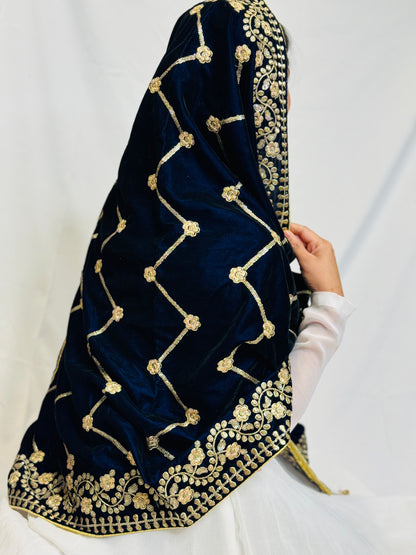 Nazia Royal Luxe Four Sided Velvet Shawl