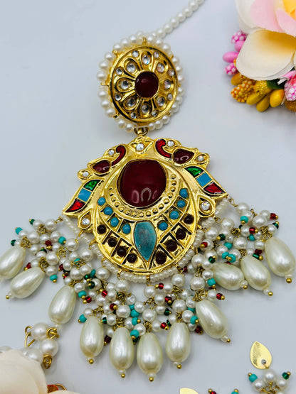 Beautiful Thappa Kundan Earrings And Tikka | Simzdesignzz |