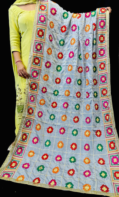 Beautiful Flower Embroidered Phulkari | Simzdesignzz |