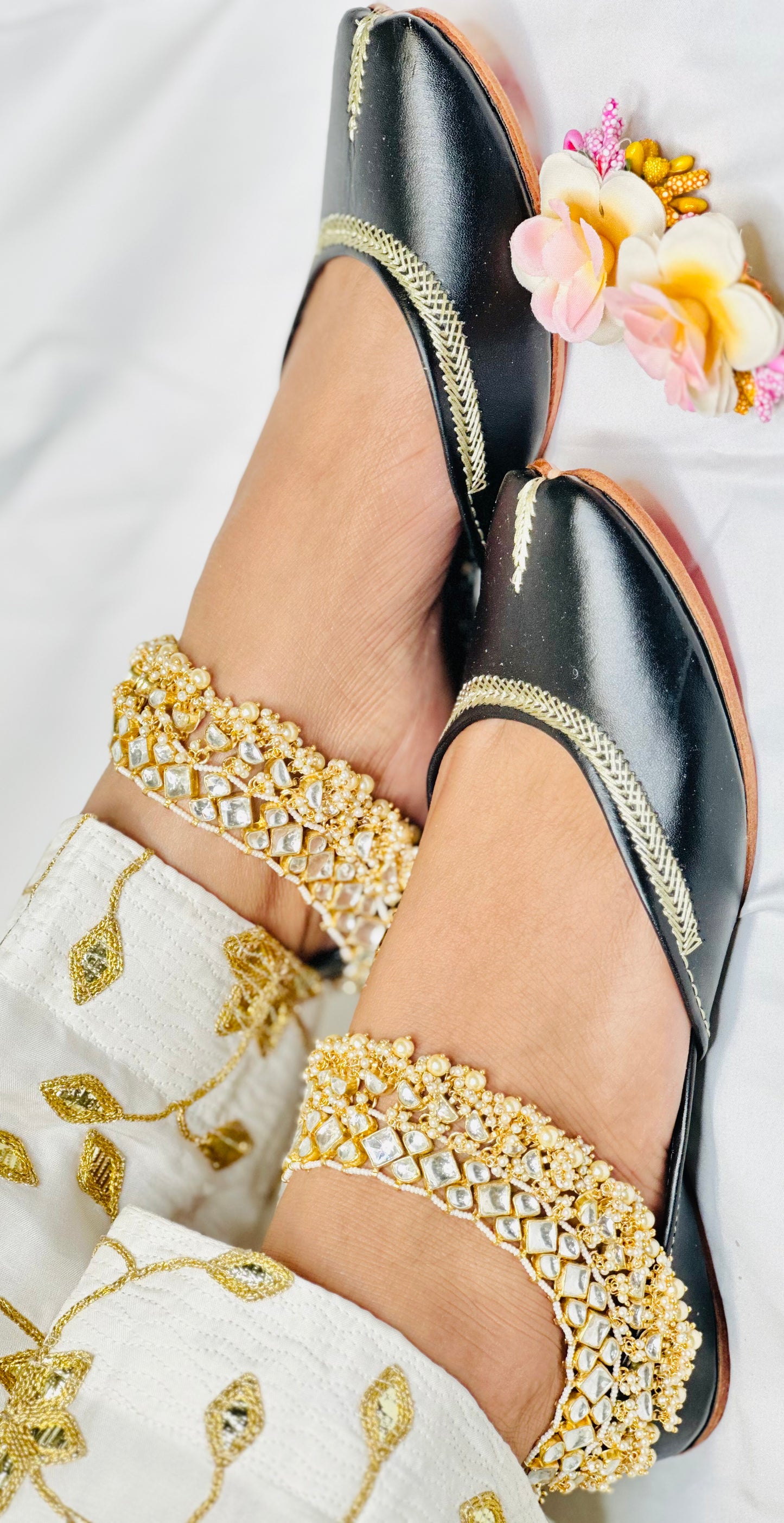 Stunning Pachi-Kundan Anklets | Simzdesignzz |