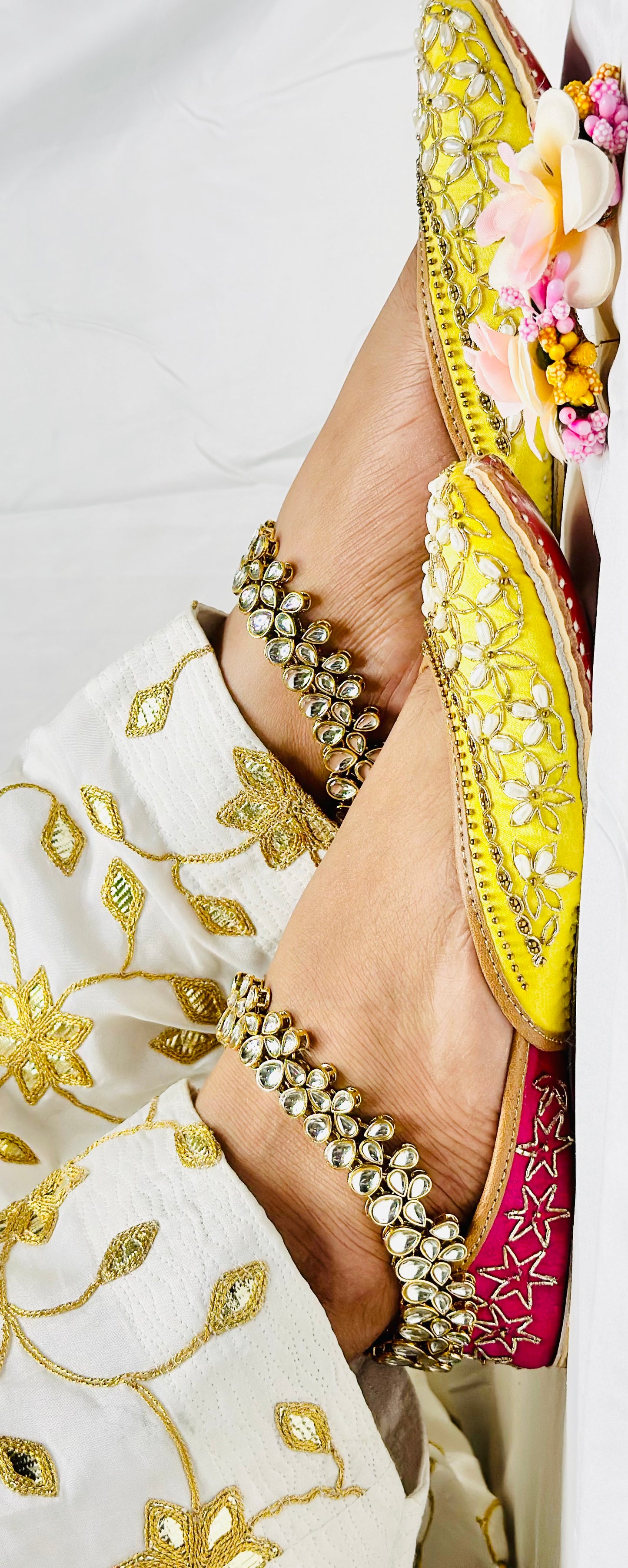 Kundan Flower Anklets | Simzdesignzz |