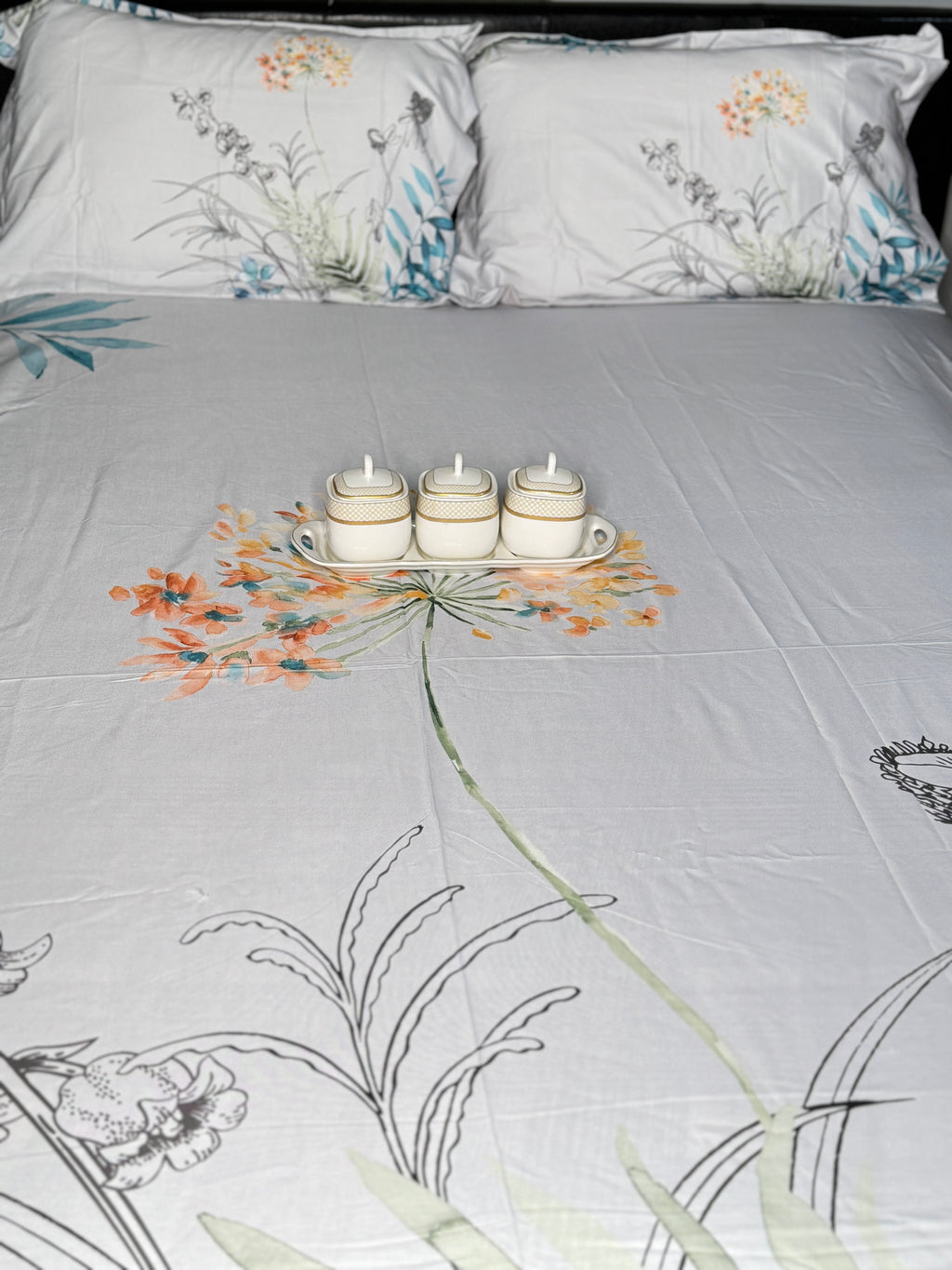White Blossom Queen Bedsheet | Simzdesignzz |