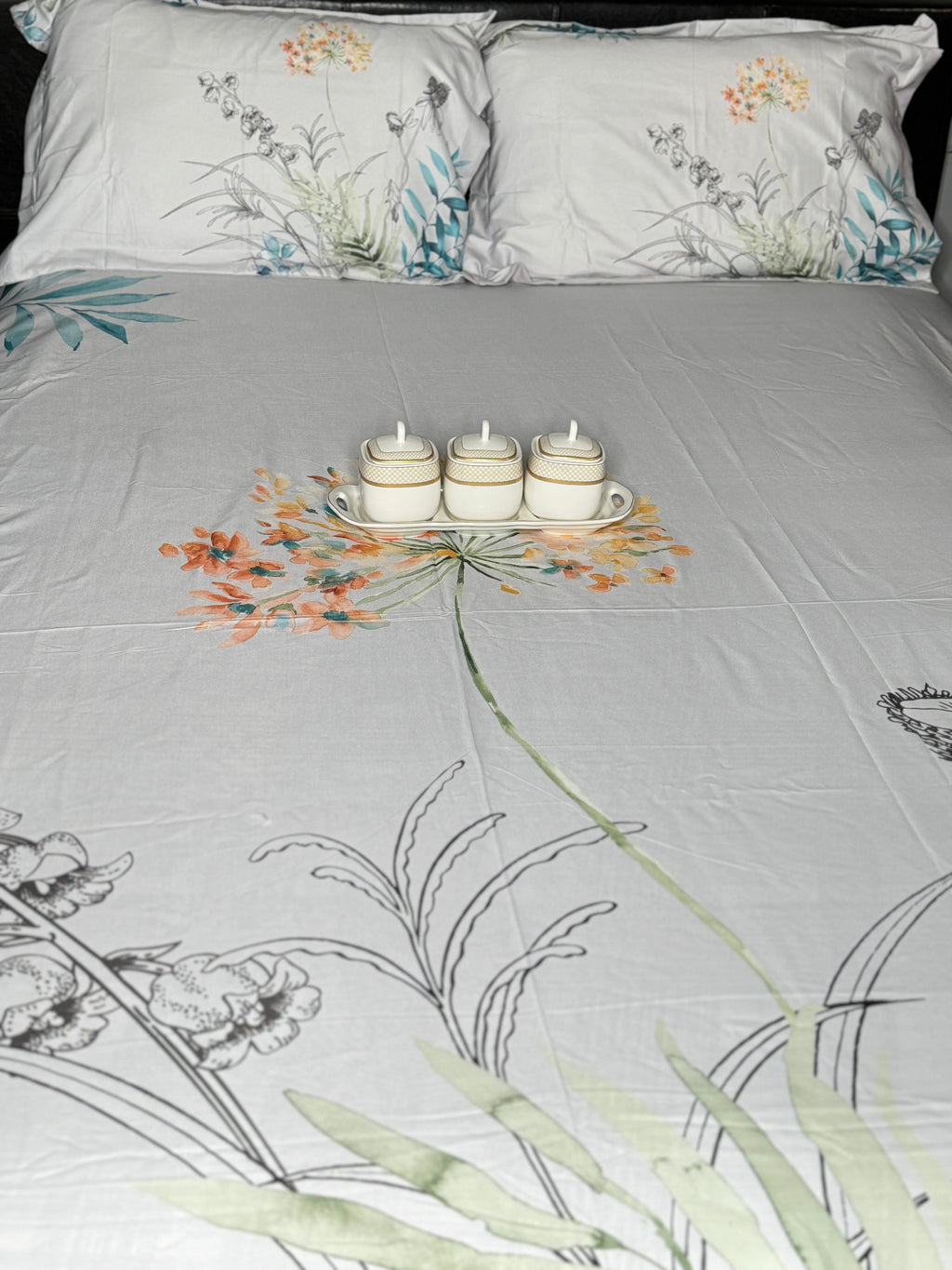 White Blossom Queen Bedsheet | Simzdesignzz |
