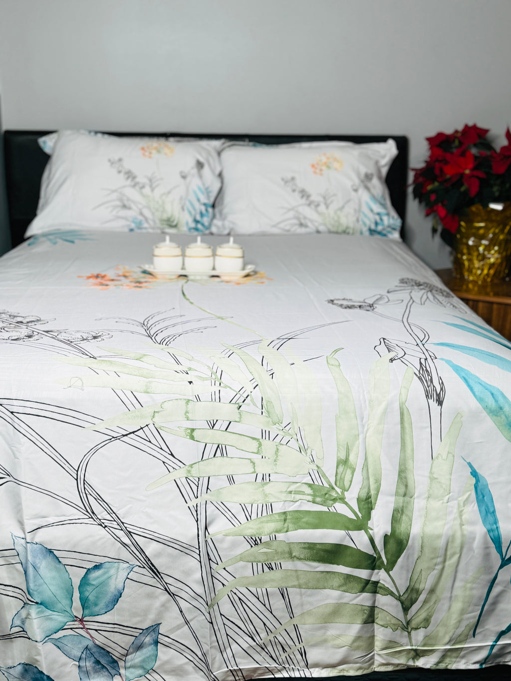 White Blossom Queen Bedsheet | Simzdesignzz |