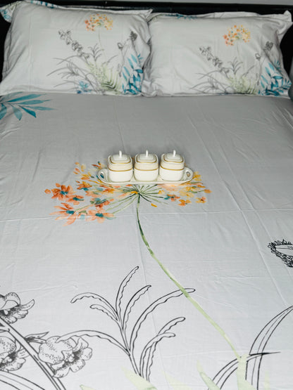 White Blossom Queen Bedsheet | Simzdesignzz |