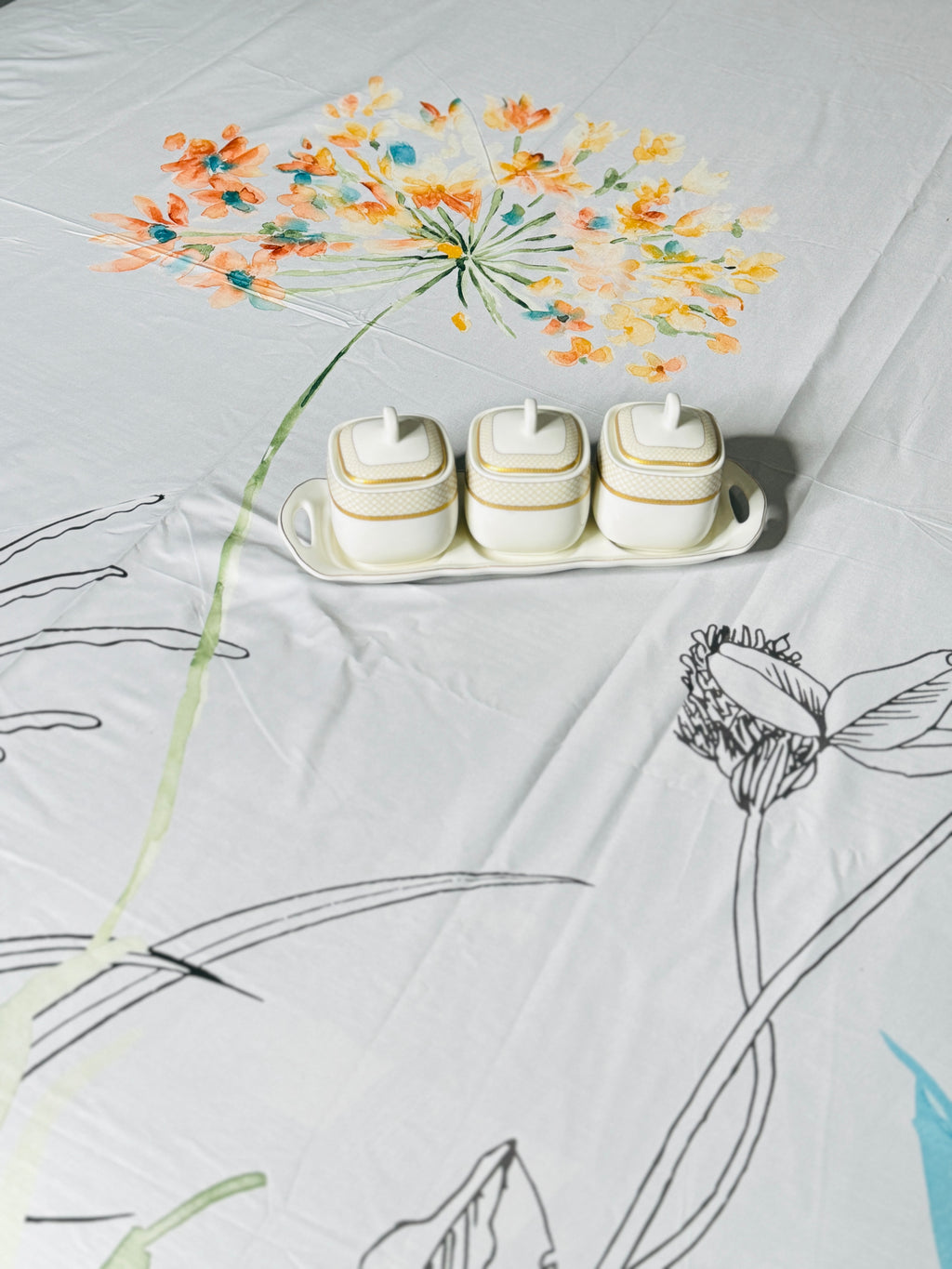 White Blossom Queen Bedsheet | Simzdesignzz |