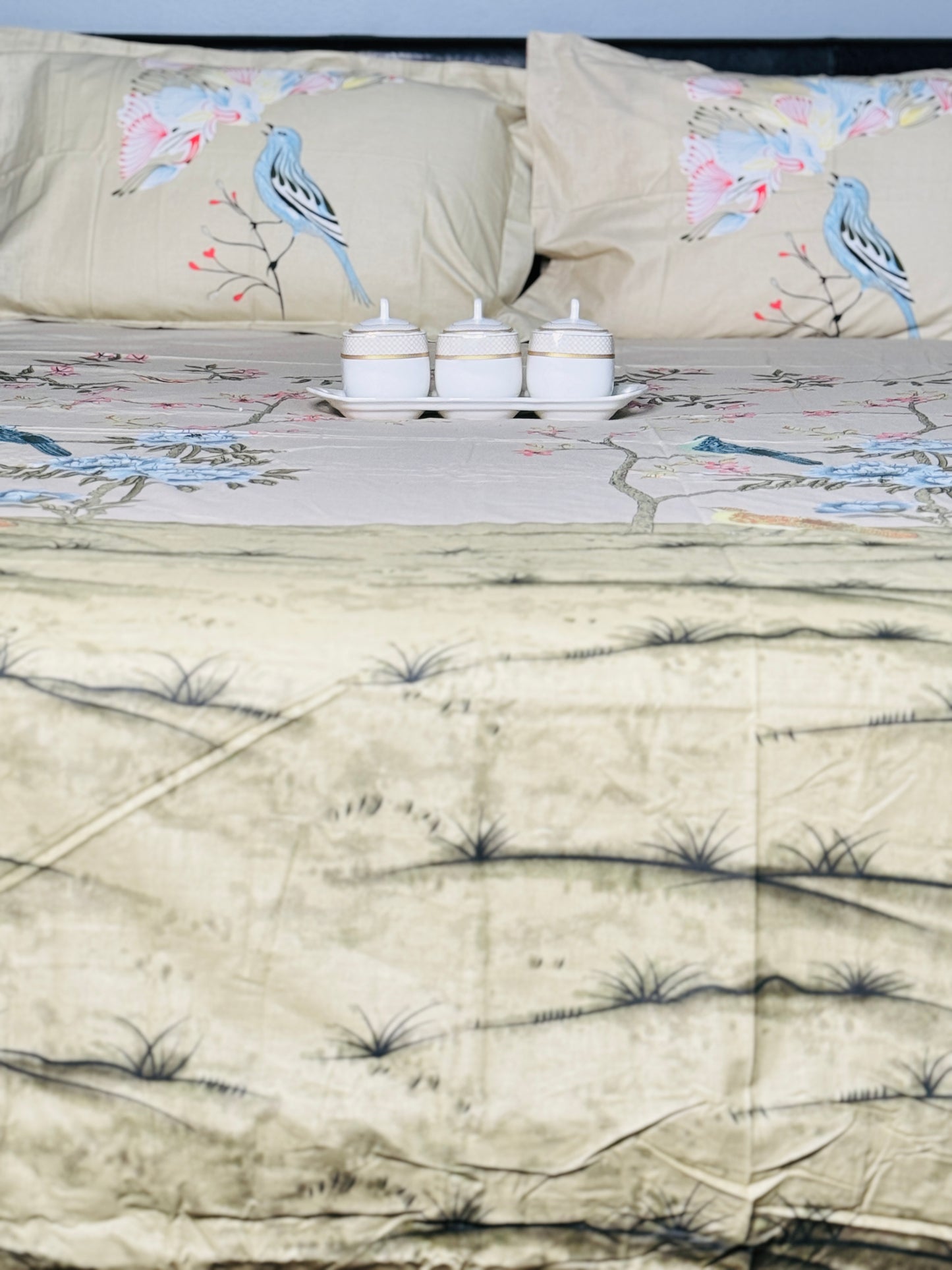 Nightingale Birds Super King Sized Bedsheet | Simzdesignzz |