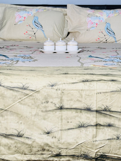 Nightingale Birds Super King Sized Bedsheet | Simzdesignzz |