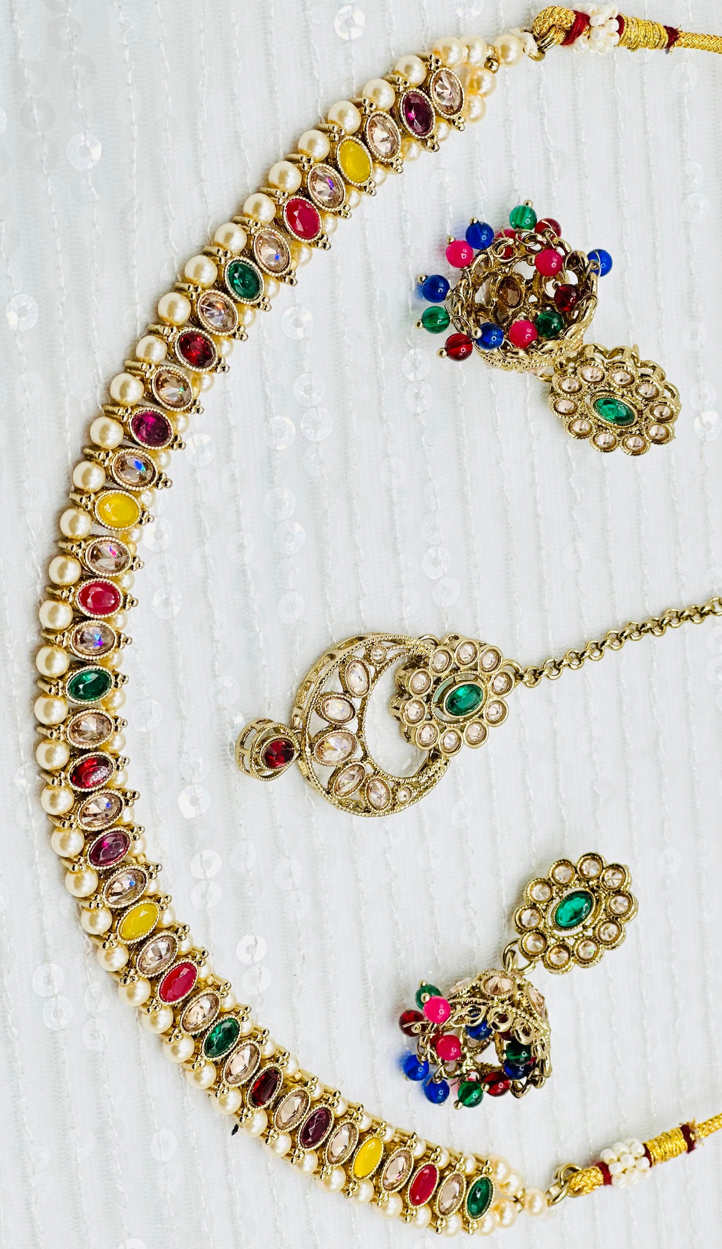 Elegant Single-Line Polki Necklace With Jhumki Tikka | Simzdesignzz |