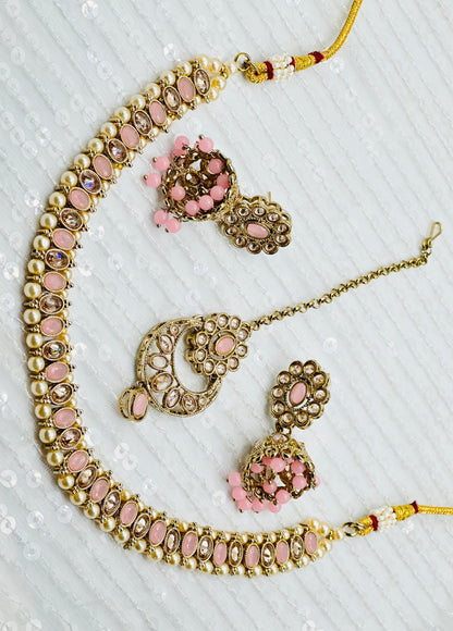 Elegant Single-Line Polki Necklace With Jhumki Tikka | Simzdesignzz |