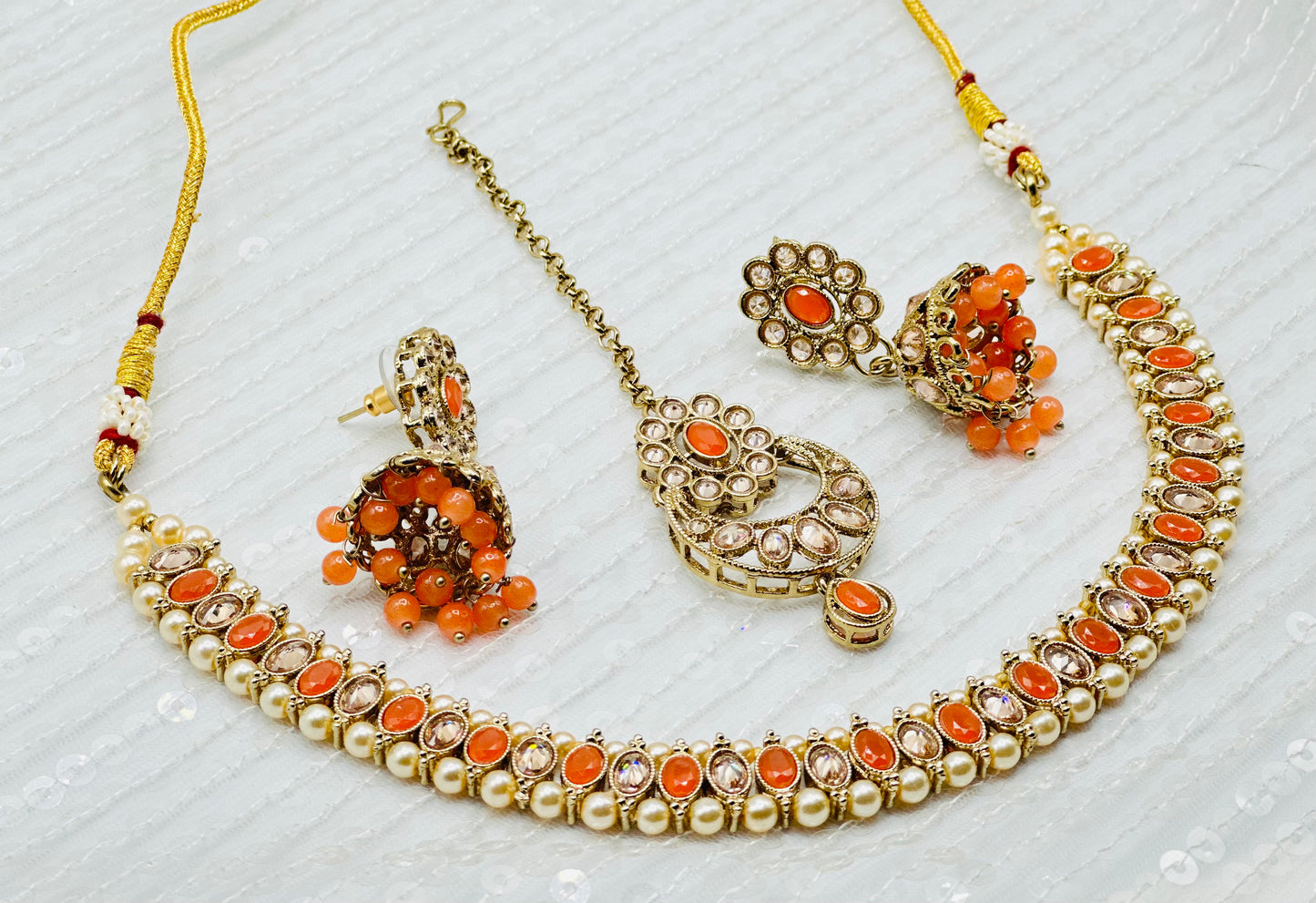 Elegant Single-Line Polki Necklace With Jhumki Tikka | Simzdesignzz |