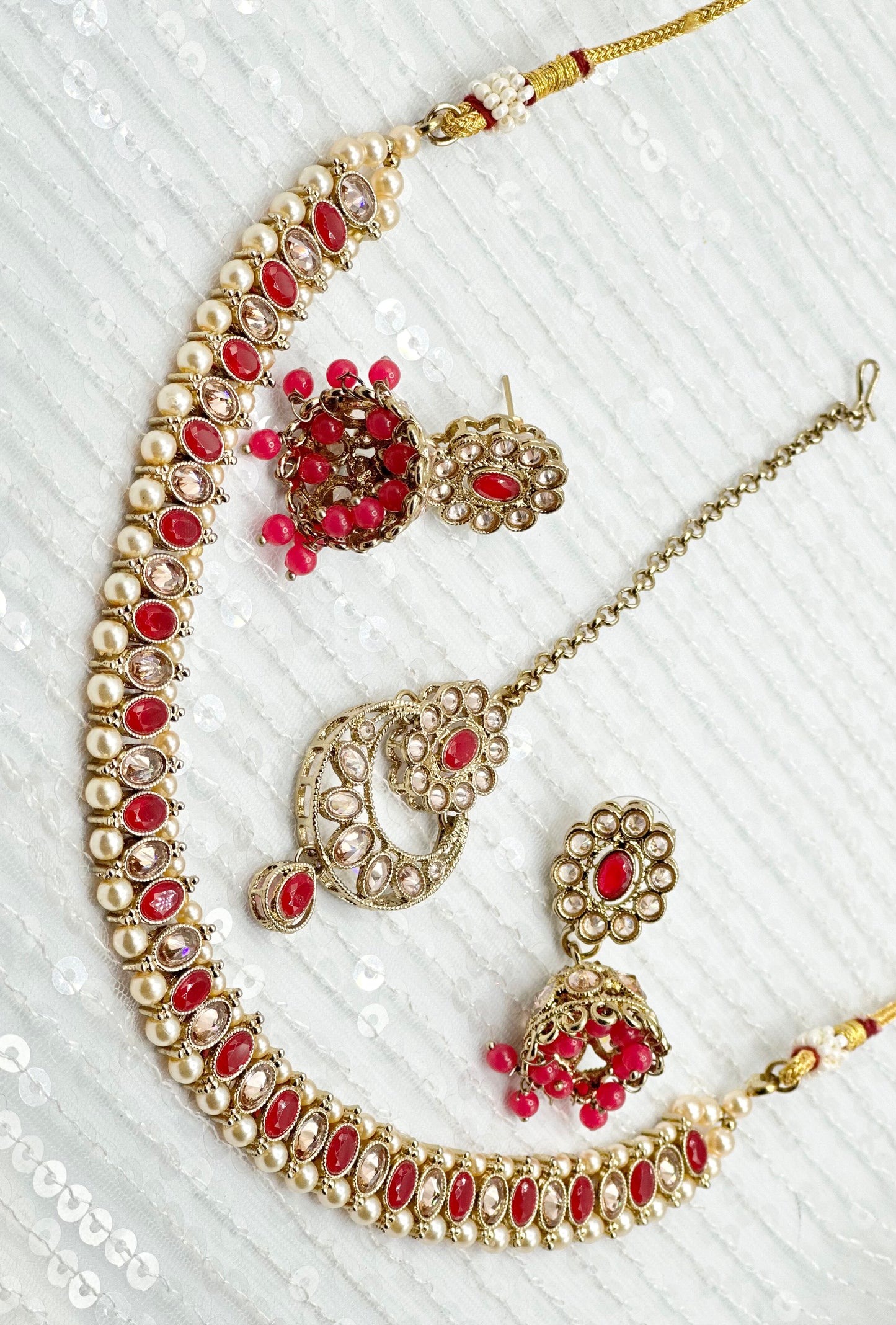 Elegant Single-Line Polki Necklace With Jhumki Tikka | Simzdesignzz |