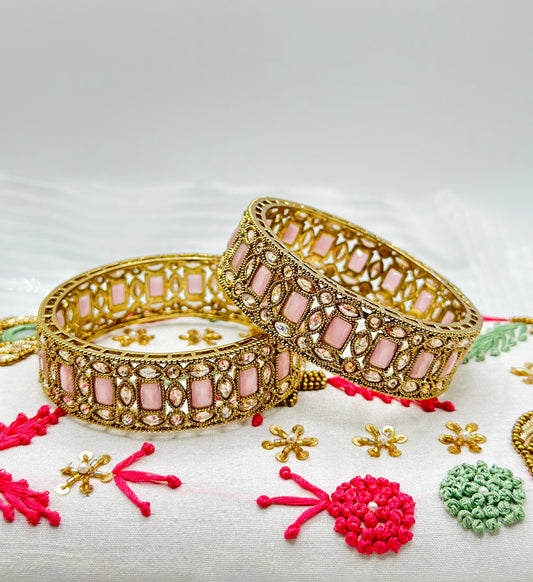 Gold Tone Bangles Studded With Polki Stones | Simzdesignzz |