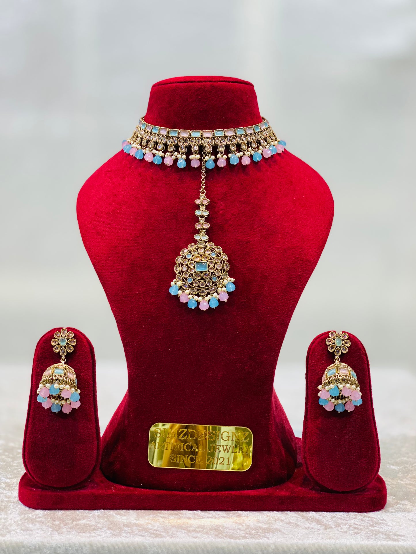 NIMRAT POLKI NECKLACE SET WITH TIKKA | SIMZDESIGNZ |