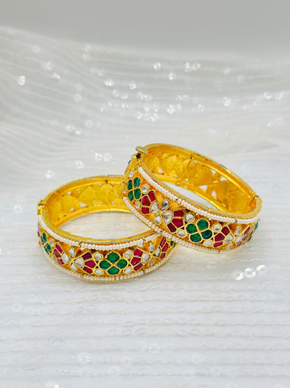 Traditional Pachi Kundan Bangles With Rani-Green Stones | Simzdesignzz |