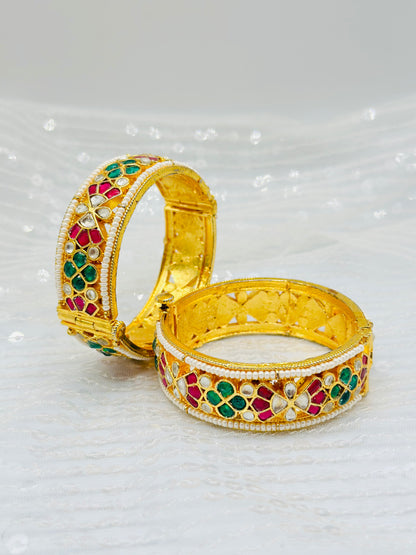 Traditional Pachi Kundan Bangles With Rani-Green Stones | Simzdesignzz |