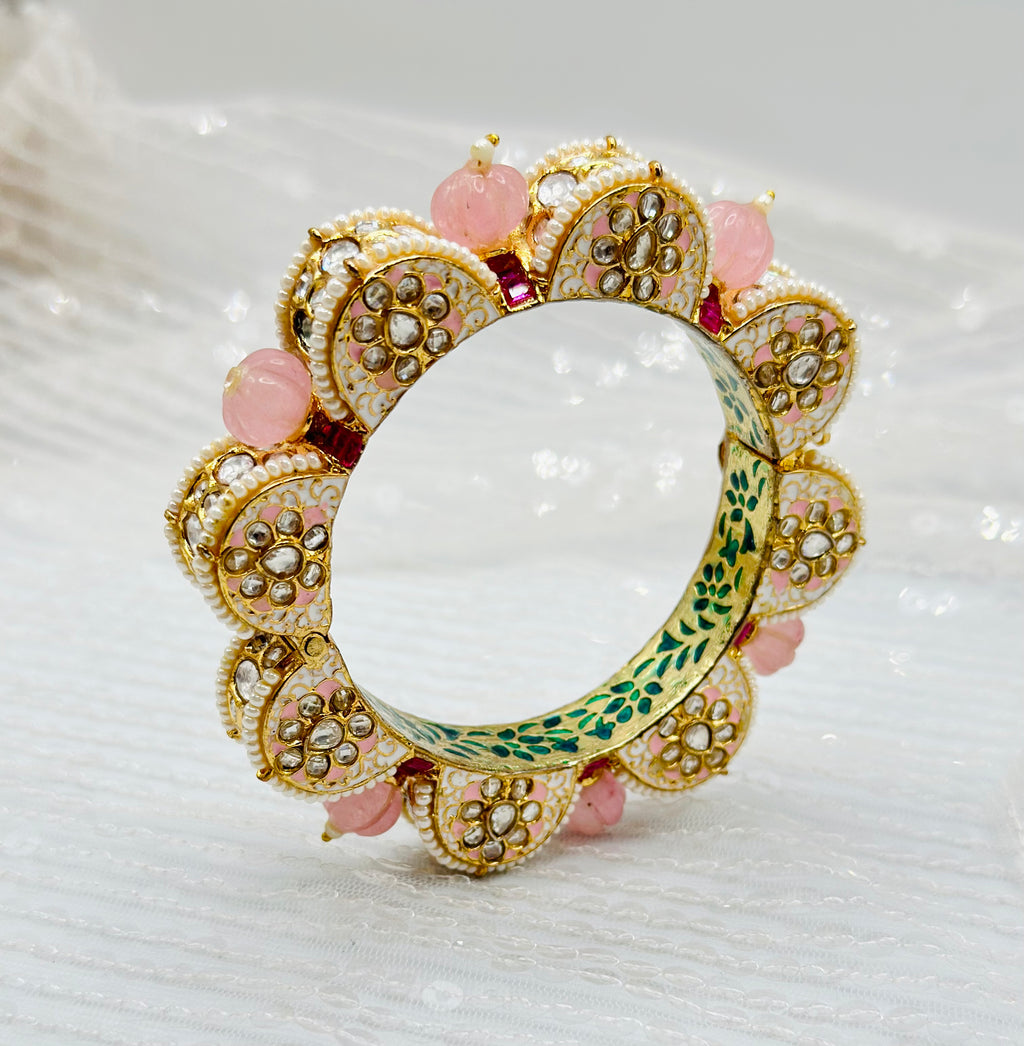 Baby Pink Kundan Bangles | Simzdesignzz |