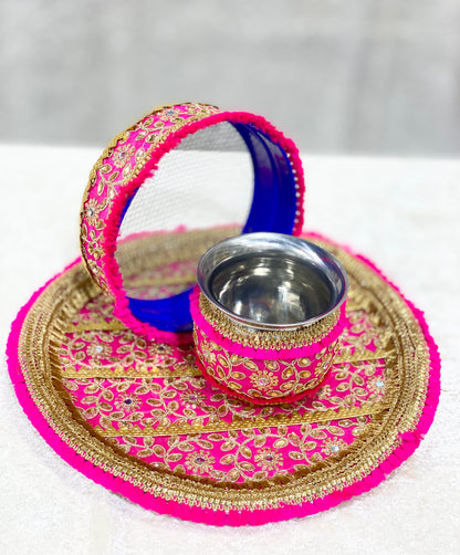 HOT SELLING HOT PINK KARWA CHAUTH THALI