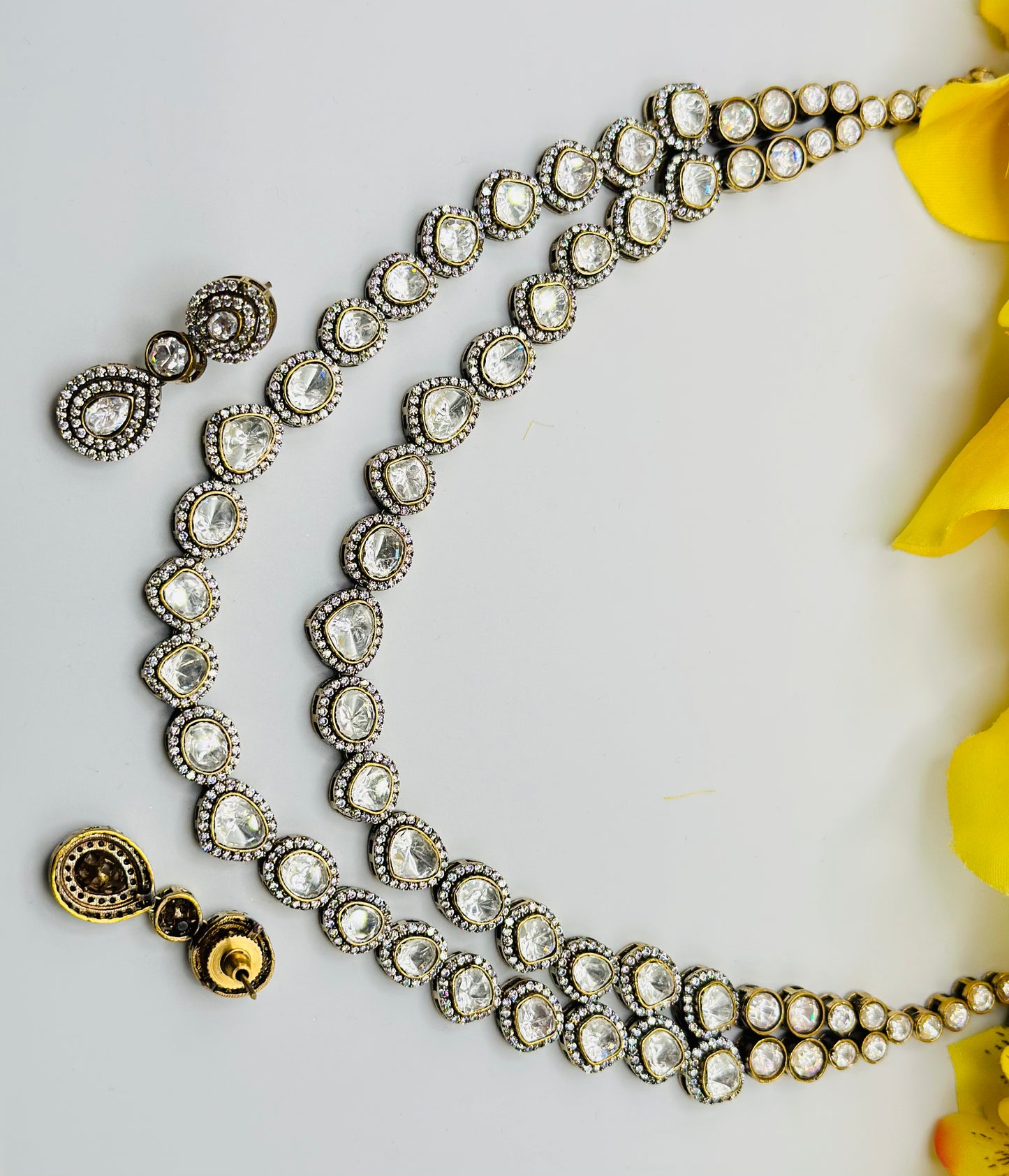 Double Layered Real Polki Necklace | Simzdesignzz |