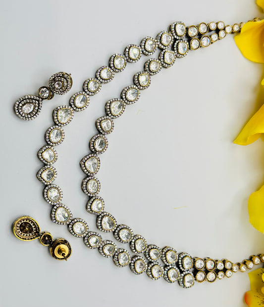 Double Layered Real Polki Necklace | Simzdesignzz |