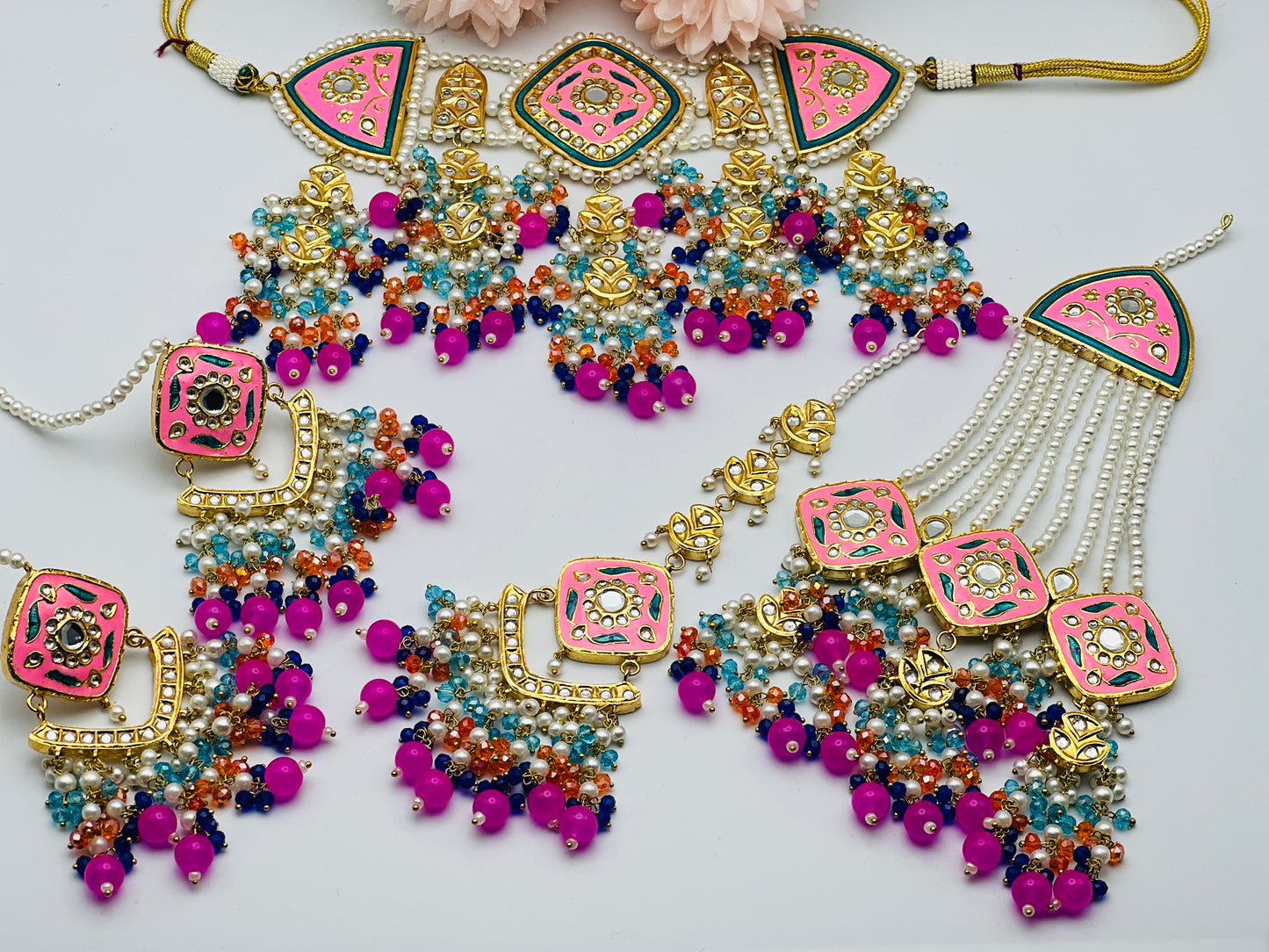 Thappa Kundan Necklace With Meenakari Work | Sizdesignzz |