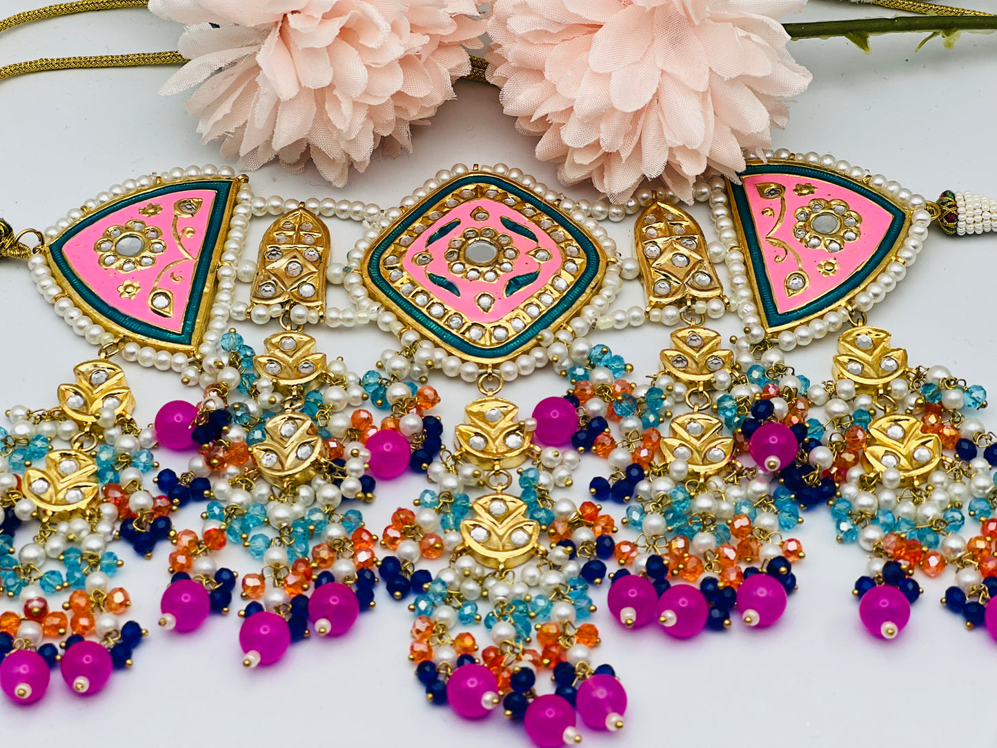 Thappa Kundan Necklace With Meenakari Work | Sizdesignzz |