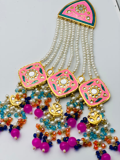 Thappa Kundan Necklace With Meenakari Work | Sizdesignzz |