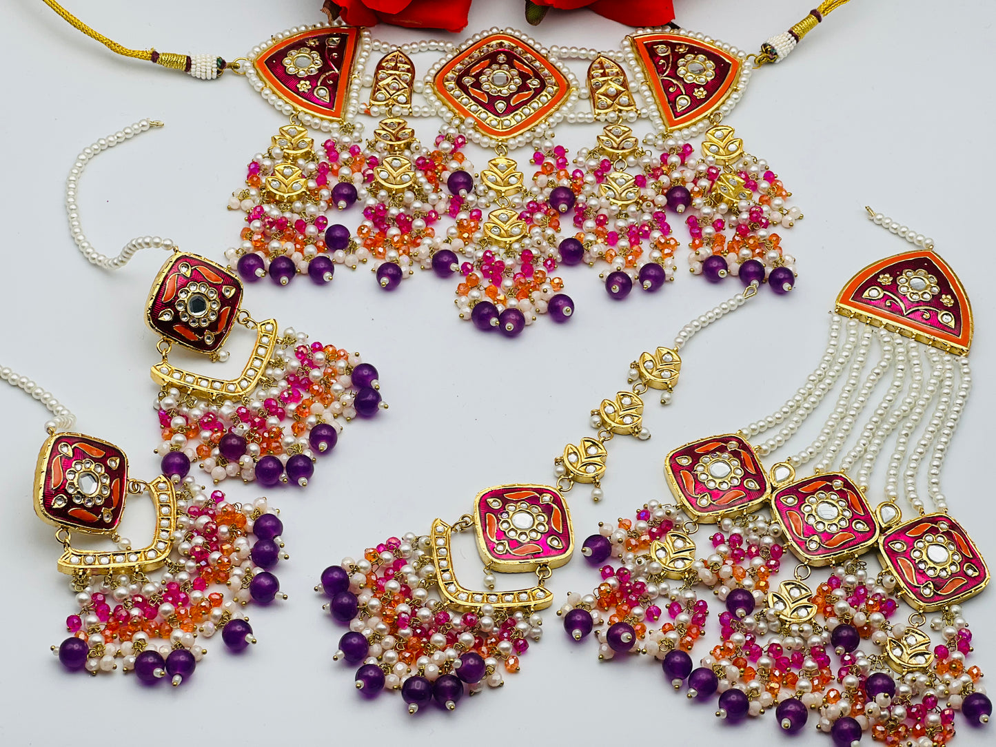 Thappa Kundan Necklace With Meenakari Work | Sizdesignzz |