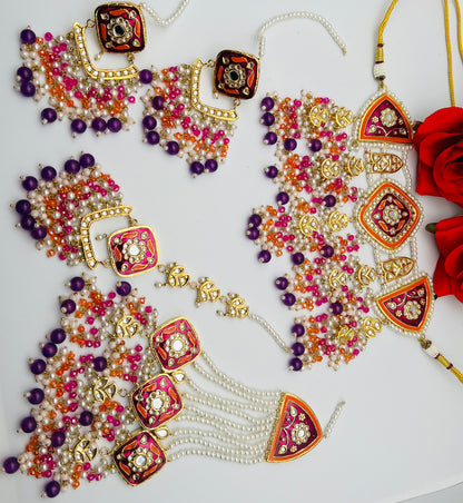 Thappa Kundan Necklace With Meenakari Work | Sizdesignzz |