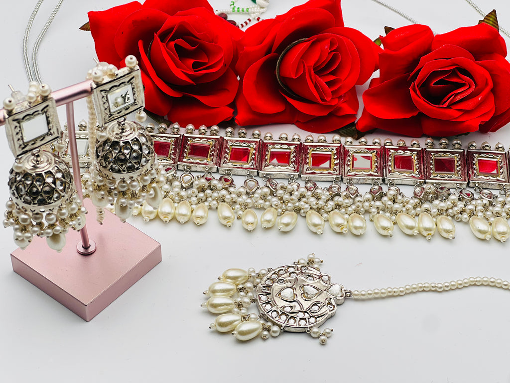 Beautiful Pakistani Necklace With Mirror Work | Simzdesignzz |