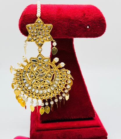 Golden Peepal-Patti Thappa Kundan Earrings | Simzdesignzz |