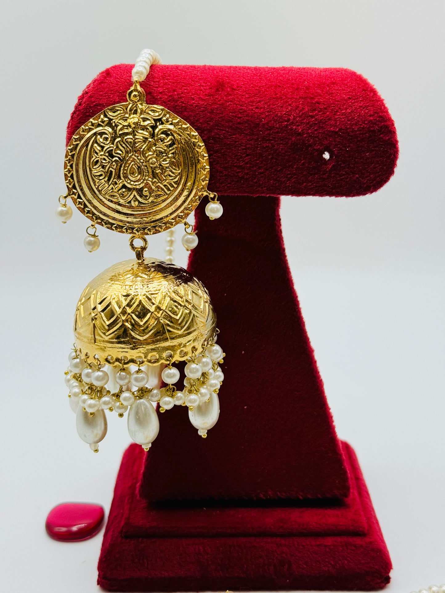 Painted Thappa Kundan Earrings With Tikka | Simzdesignzz |