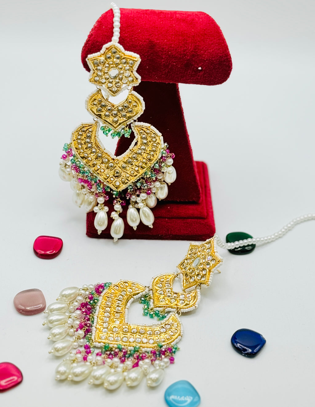 Sandhya Oversized Thappa Kundan Earrings | Simzdesignzz |