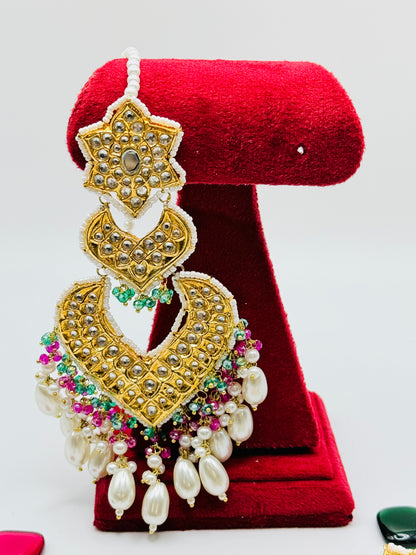Sandhya Oversized Thappa Kundan Earrings | Simzdesignzz |