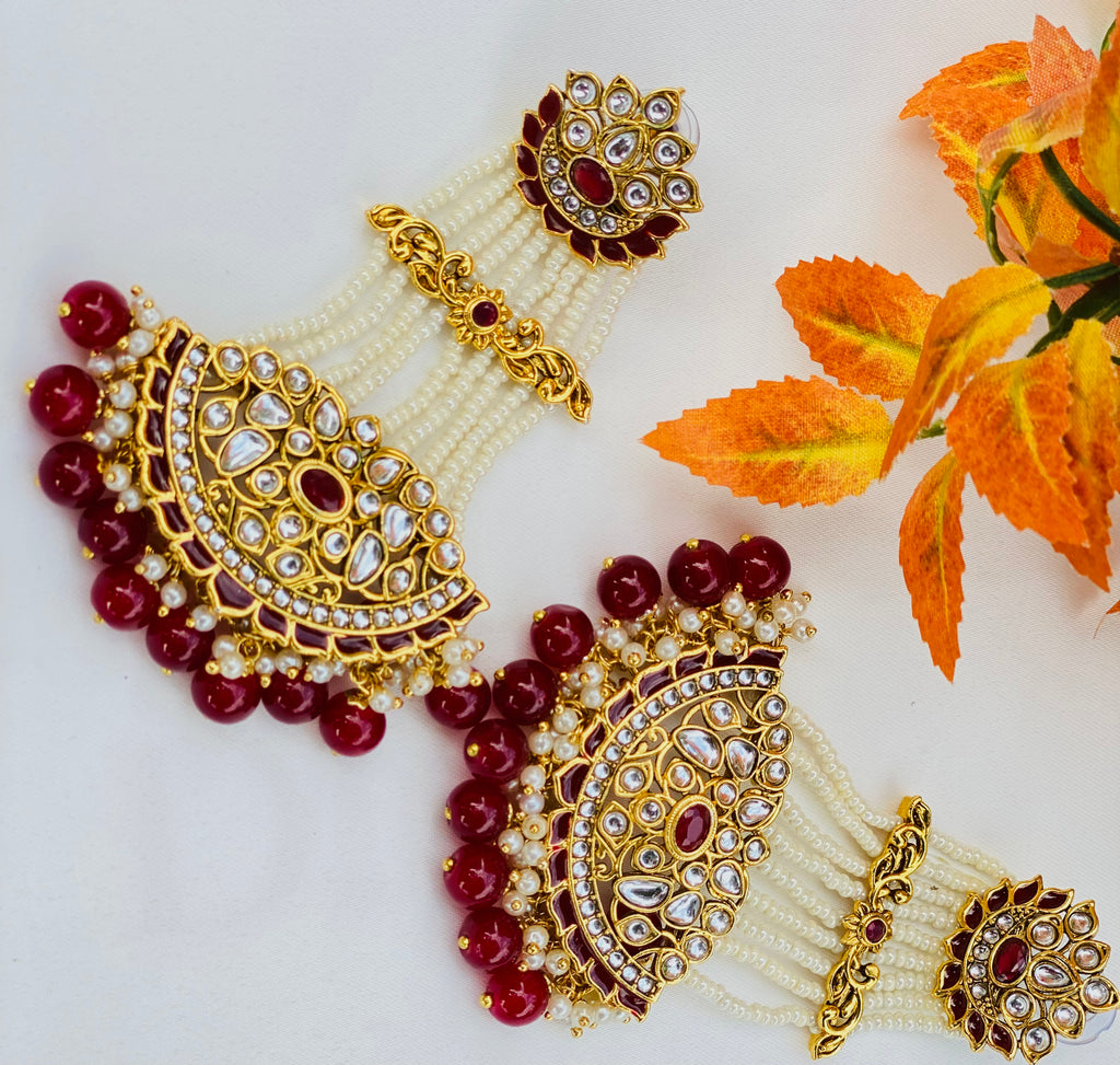 Lightweight Pakistani  Rivaz Kundan Earrings | Simzdesignz |