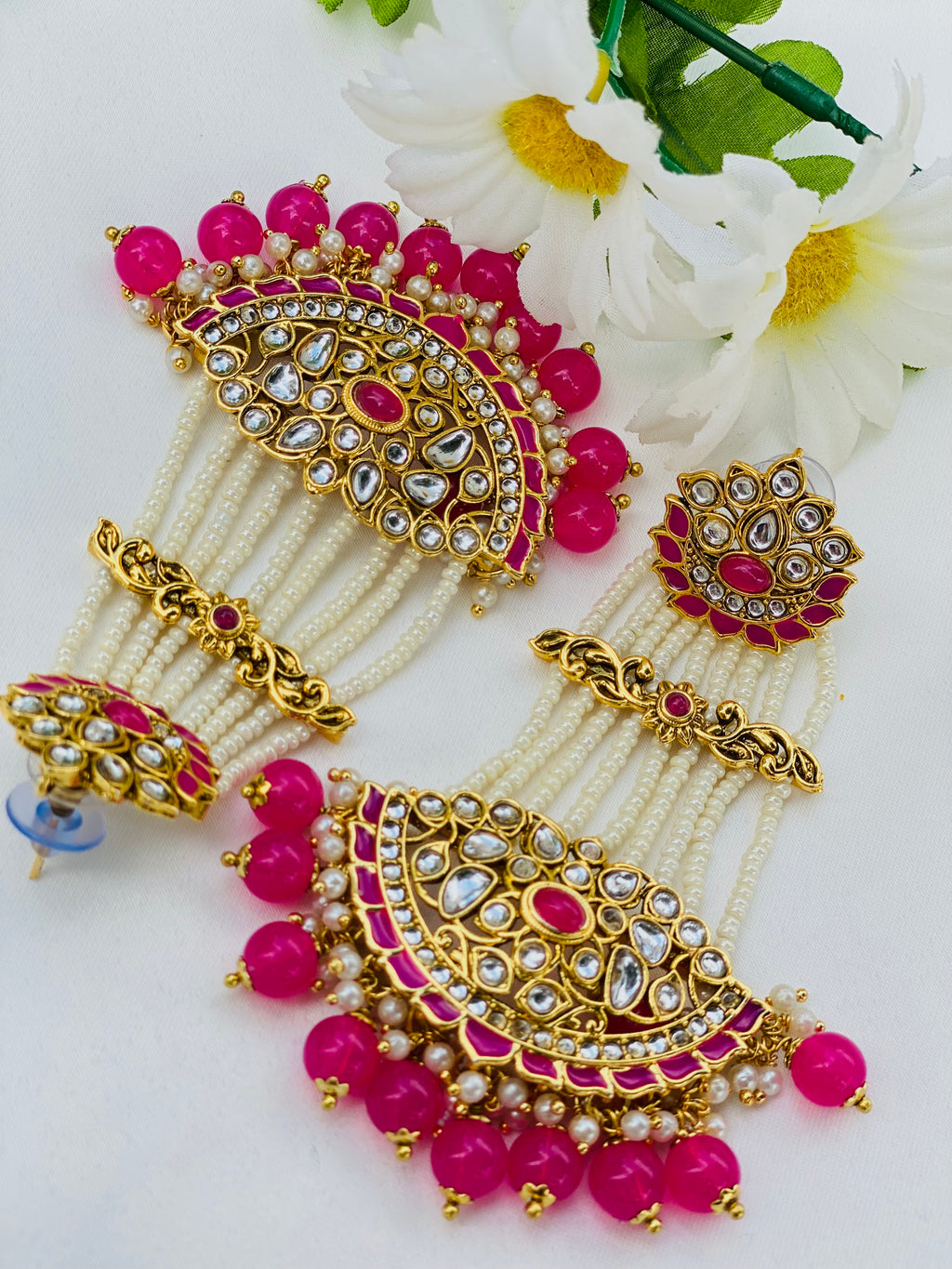 Lightweight Pakistani  Rivaz Kundan Earrings | Simzdesignz |