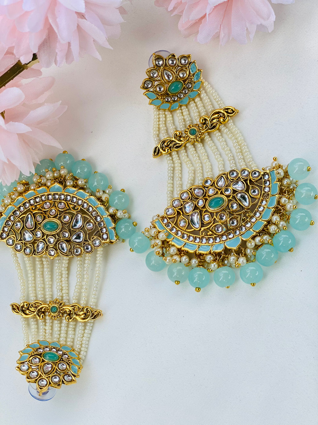Lightweight Pakistani  Rivaz Kundan Earrings | Simzdesignz |