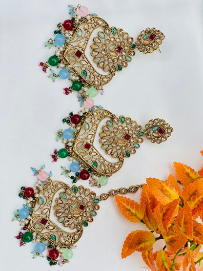 Light-weight Chandbali Earrings  With Tikka | Simzdesignz |