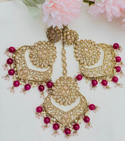 Light-weight Chandbali Earrings  With Tikka | Simzdesignz |