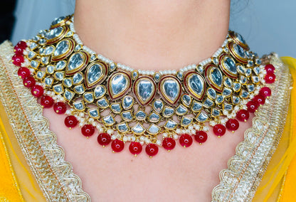 Elegant Kundan Necklace With Jhumki And Tikka | Simzdesignzz |