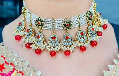 Riwaz Kundan Polki Necklace Set | Lightweight | Simzdesignz |