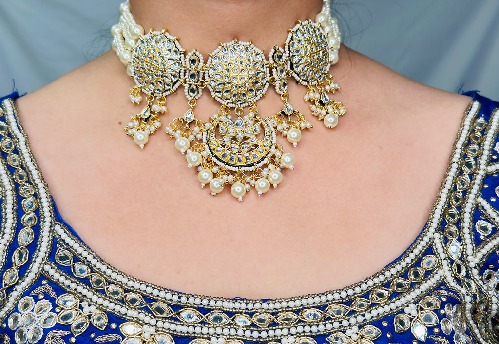 White Pearl Kundan Necklace Set | Simzdesignzz |