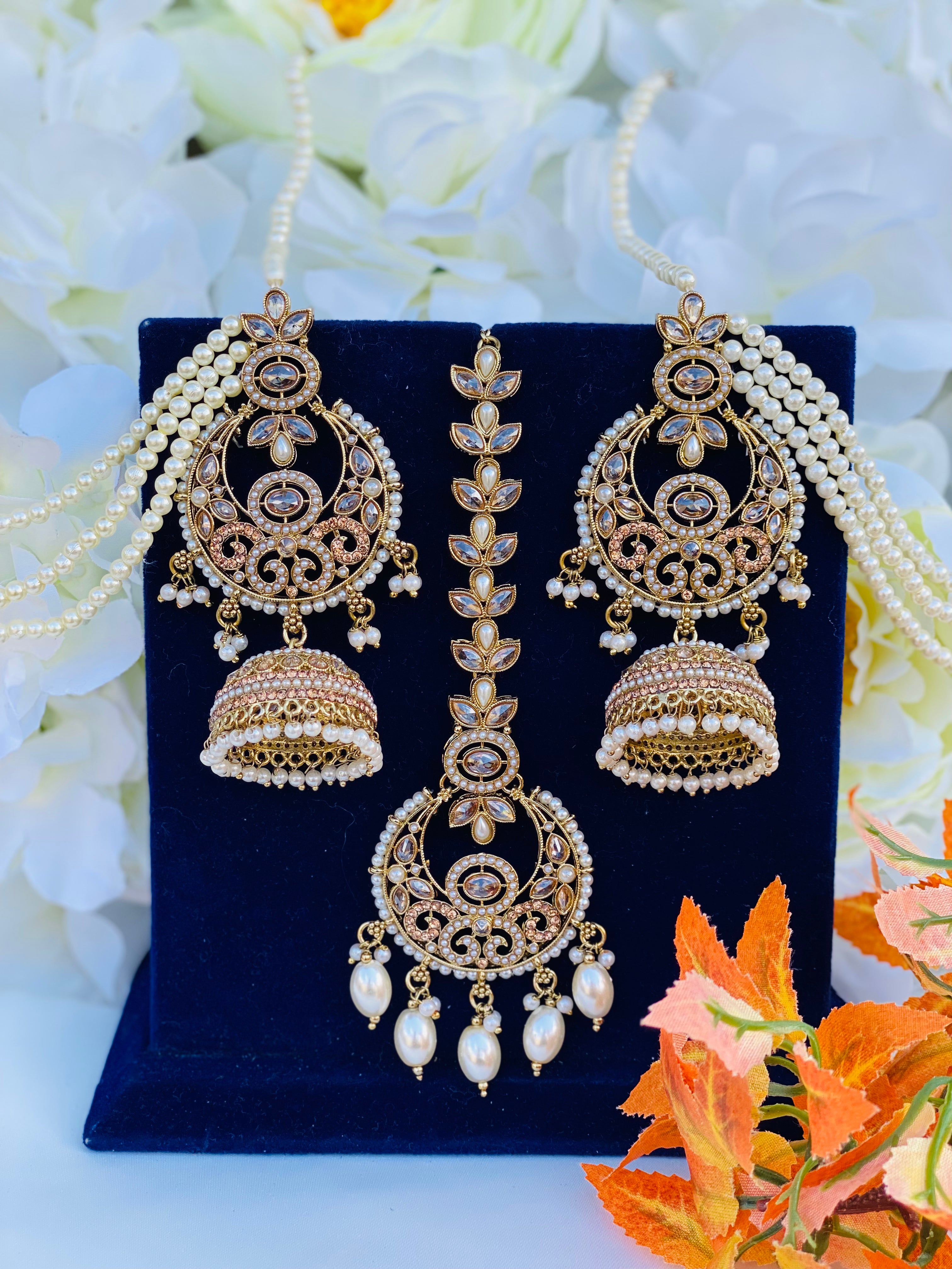 Unique Nauratan Earrings with Sahara And Tikka | Handmade | Simzdesignz