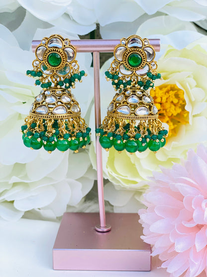 Kundan  Pearl Jhumki Earrings | Plastic Kundan