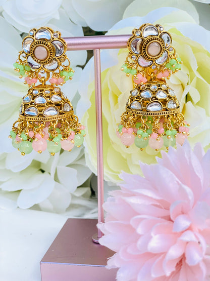 Kundan  Pearl Jhumki Earrings | Plastic Kundan