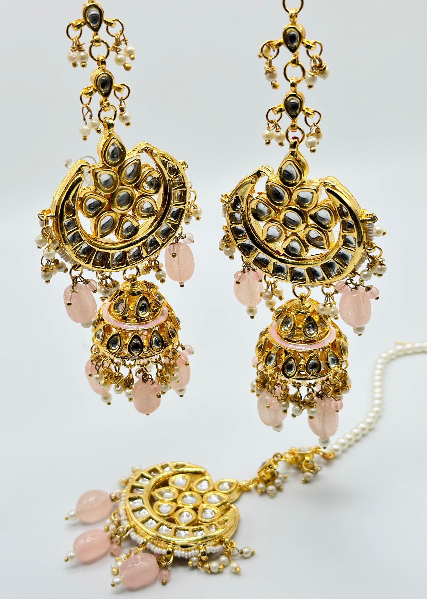 Bridal | Semi Bridal Peach Necklace Set With Jhumki | Simzdesignzz |